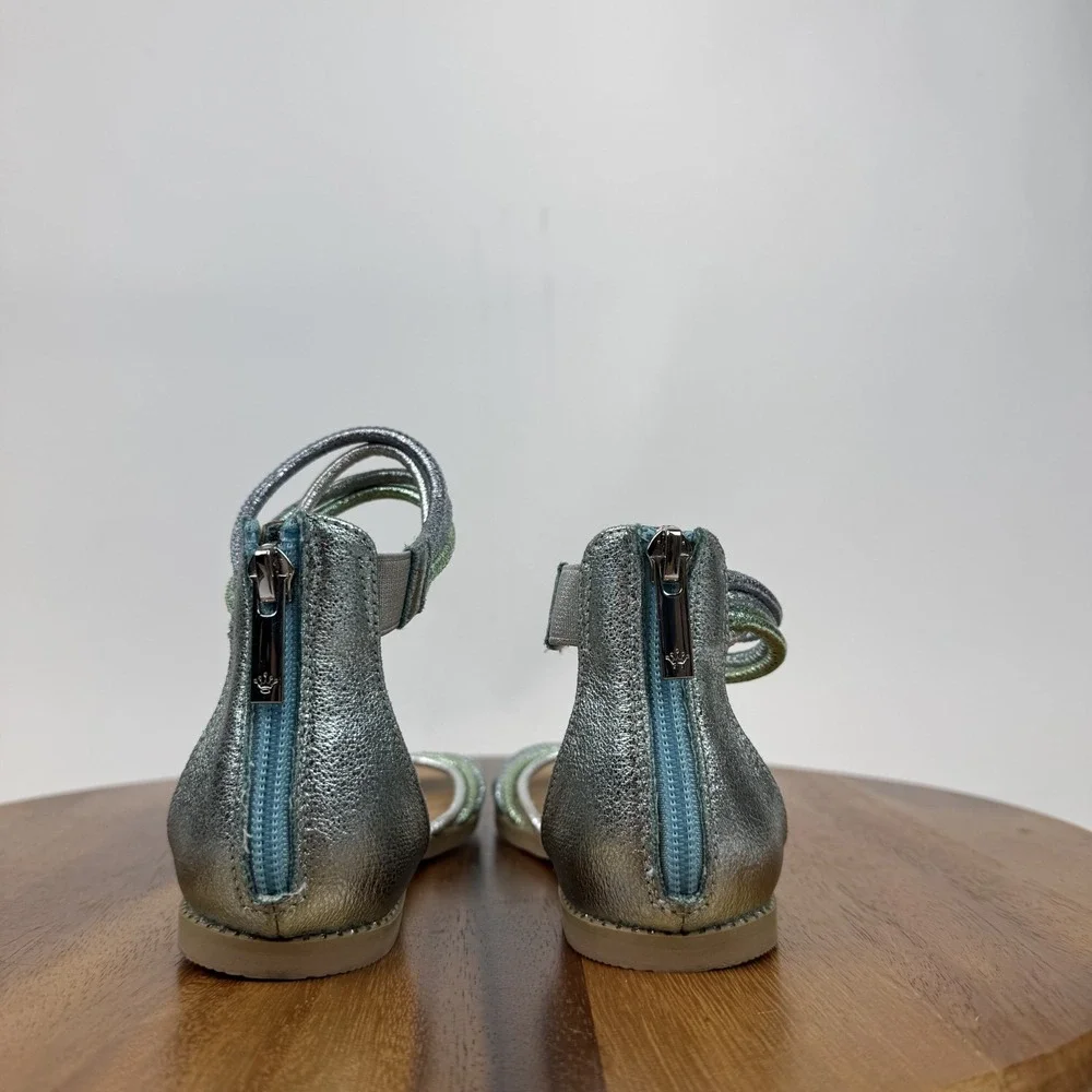 Big‎ Kids Girls Nina Brianna Blue Metallic Strappy Casual Sandals Size 1 Y GUC